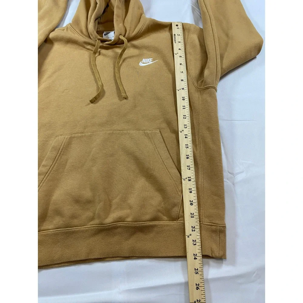 Nike Sportswear Club Fleece Hoodie Mustard Yellow Wheat Embroidered Logo Small
